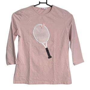 4/$25 Kidichic Pink 3/4 Sleeve Tennis Racket Tee Shirt Girls Size 16